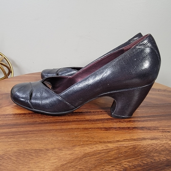 Clarks Indigo Elegant Black Leather Women's Heels Size 7 Comfy Wardrobe Staple - Picture 4 of 17